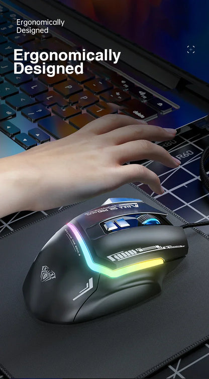 Mouse meccanico cablato AULA S12Pro 1000HZ 12800DPI RGB a bassa latenza con macro personalizzabili, mouse da gaming esports, accessori per PC gamer