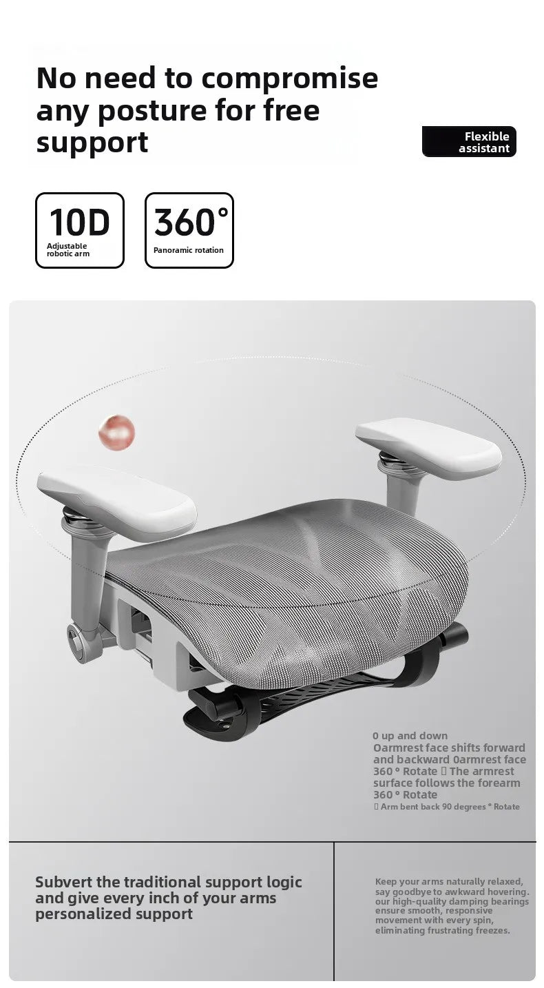 Silla ergonómica minimalista portátil con reposabrazos 10D, silla para ordenador, silla de oficina, silla de estudio, silla gaming, resistente a la gravedad y duradera