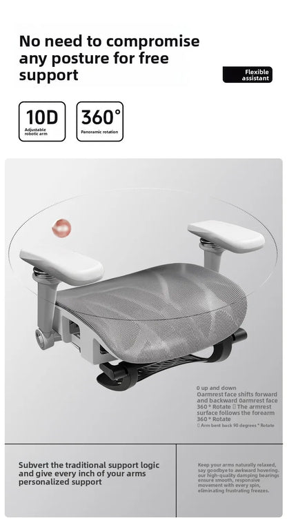 Silla ergonómica minimalista portátil con reposabrazos 10D, silla para ordenador, silla de oficina, silla de estudio, silla gaming, resistente a la gravedad y duradera