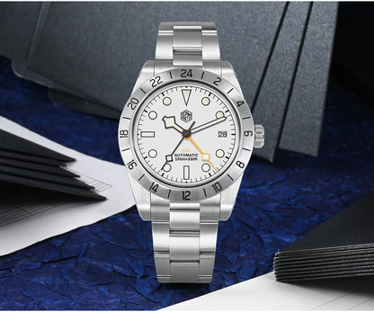San Martin Nuevo reloj mecánico automático NH34 BB GMT de 39mm, reloj deportivo de zafiro, luminoso, impermeable 100m para hombre, Relogio SN0054