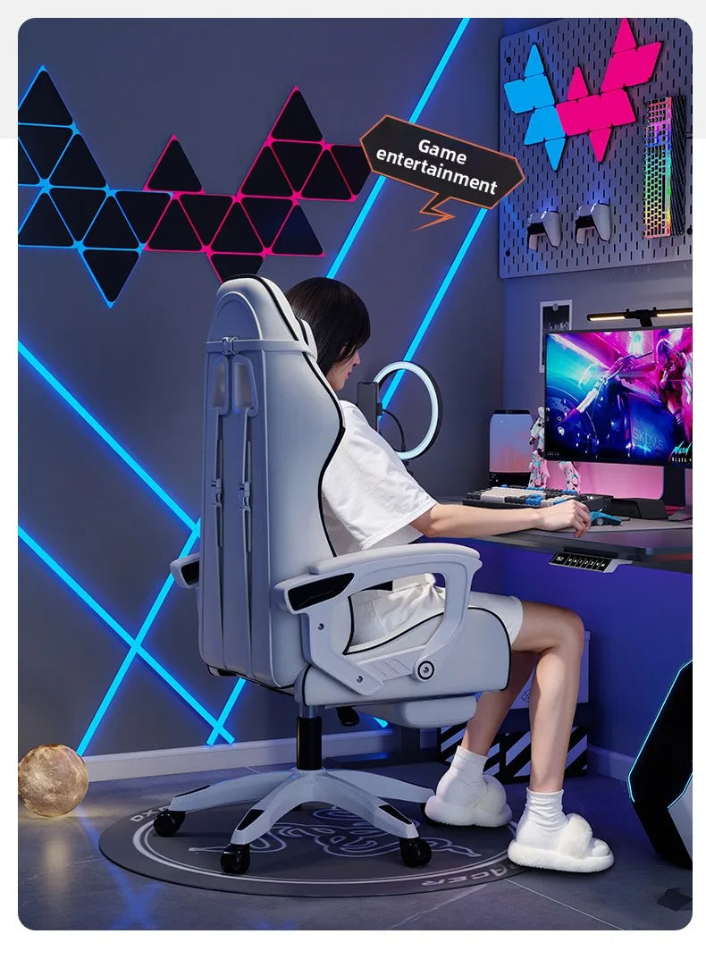 Silla gaming masculina para e-sports, cómoda para estar sentado durante períodos prolongados; silla de ordenador reclinable para momentos de ocio, con respaldo