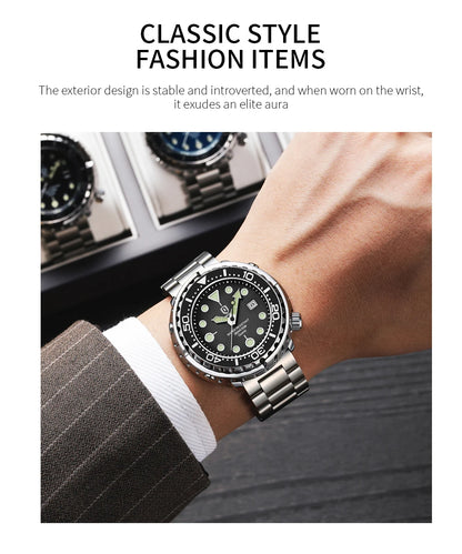 QINGXIYA Mens Watches Fashion Waterproof Luminous Date Rotating Dial High Quality Stainless Steel Luxury Brand Men Quartz Watch