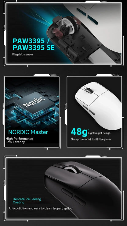 Ratón inalámbrico gaming VXE Dragonfly R1 Pro con sensor Paw3395, Nordic 52840, 2khz, Smart Speed X, baja latencia, para oficina y PC