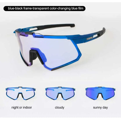 INBIKE Photochromic Cycling Sunglasses Professional Road Bike Riding Glasses for Men Bicycle Windproof Sand Goggles Bike Eyewear