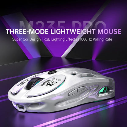Tri-Mode RGB Gaming Mouse Wireless 2.4G Bluetooth Wired Lightweight Gaming Mouse with Chroma RGB Lighting, 4800 DPI Rechargeable Gaming Mouse for PC & Laptop