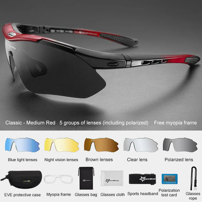ROCKBROS Polarisierte Fahrradbrille Sonnenbrille Herren Damen MTB-Rad Rennrad-Brille Fahrradfahren Outdoor-Sport Wandern Schutzbrille 5 Gläser