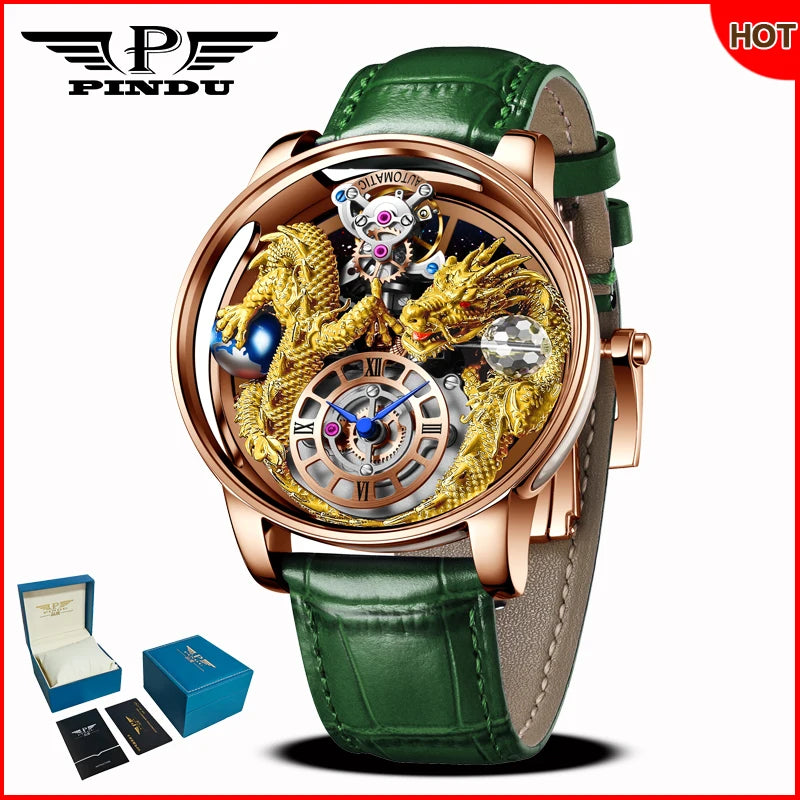Orologio da uomo PINDU Design 2025 nuovo, Diamond Tourbillon, brand di lusso Astronomia, al quarzo, vetro zaffiro, impermeabile