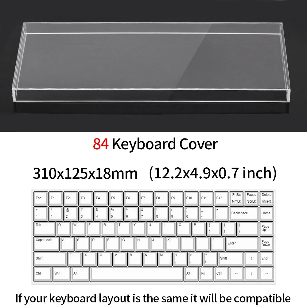 Funda protectora transparente de acrílico para teclado mecánico, cubierta antipolvo para teclado de 60/61/64 96 98 104/108 teclas, funda para ratón y teclado