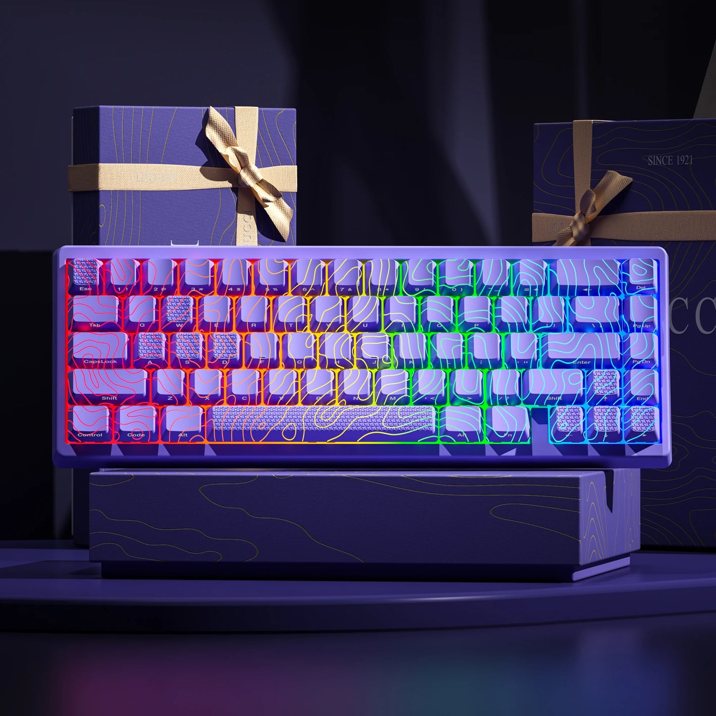 Teclado mecánico inalámbrico XVX M67 JadeStone con teclas IMD-Tech, trimodo, diseño topográfico blanco gamer y estructura gasket