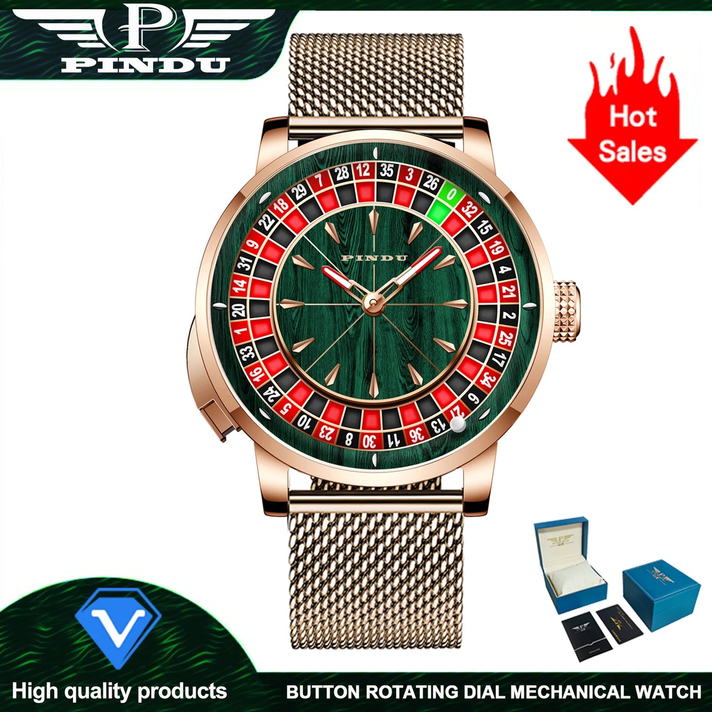 2025 NEW PINDU design Rotating dial Mechanical Watch Men Japan NH35 Movement Sapphire Waterproof TOP-luxurious Automatic watch