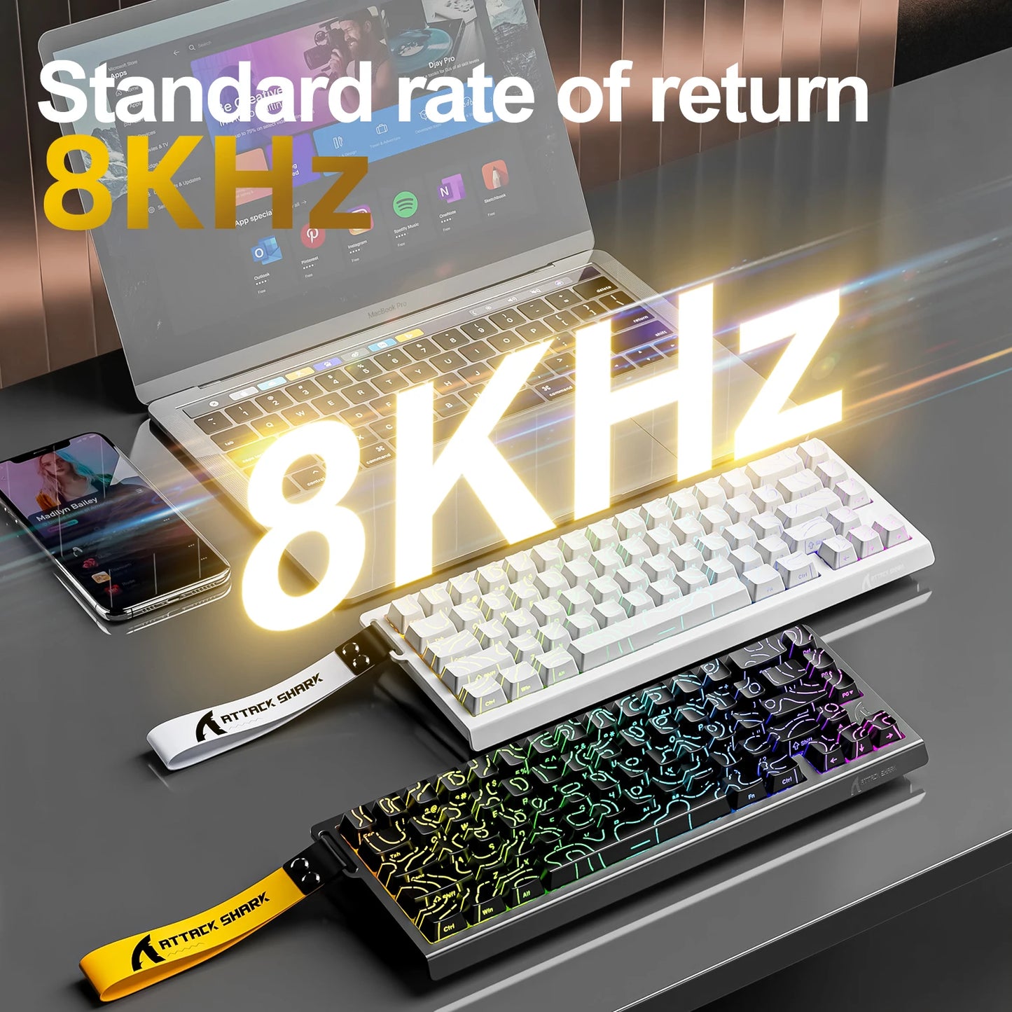 Teclado gaming magnético ATTACK SHARK X68HE X68PRO HE y FREEWOLF F68 con cable F68Pro inalámbrico para gaming profesional, activación rápida de 0.01mm