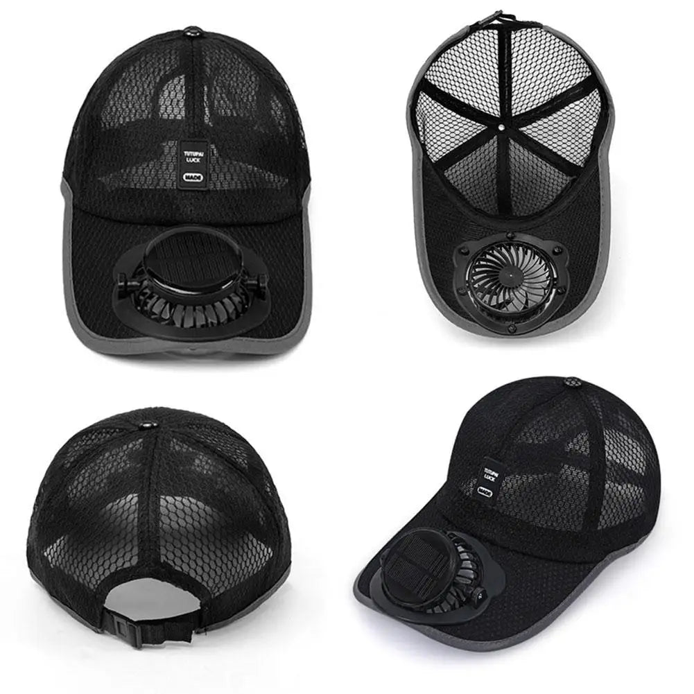 Breathable Sun Hat — Solar Fan, USB Charging