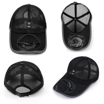 Breathable Sun Hat — Solar Fan, USB Charging
