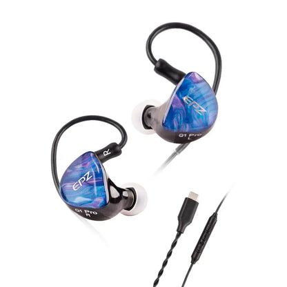 EPZ Q1 Pro Yunshuilan Wired HiFi Bass Earbuds IEM Gaming Earphones with Mic, 10mm Dual Magnetic Driver, Detachable 0.78mm 2-Pin Cable