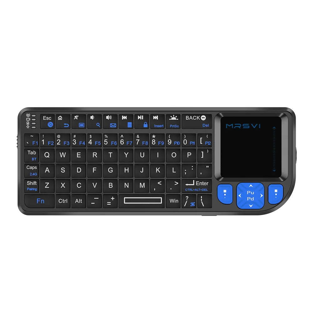 MRSVI Mini Keyboard A8 PLUS, teclado inalámbrico retroiluminado 2.4GHz y Bluetooth5.0 con panel táctil para Android TV Box, Mac, portátil, Windows