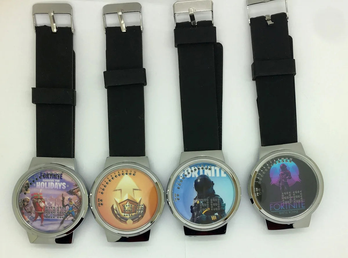 Reloj Fortnite de moda cute, cartoon y kawaii personalizado con luz nocturna LED táctil, reloj electrónico para estudiantes, regalo para amigos