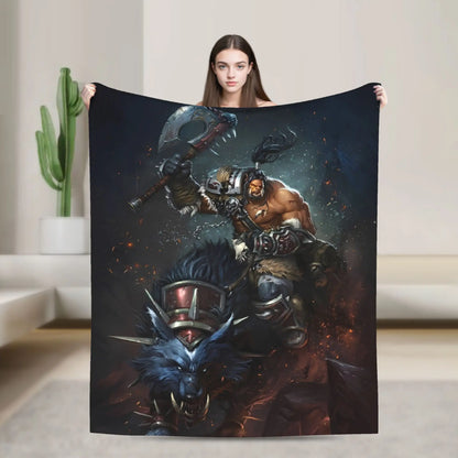 WOW World of Warcraft Arthas Retro Game Flannel Blanket  Super Warm Throw Blanket for Bedroom Camping Bedspread Sofa Bed Cover