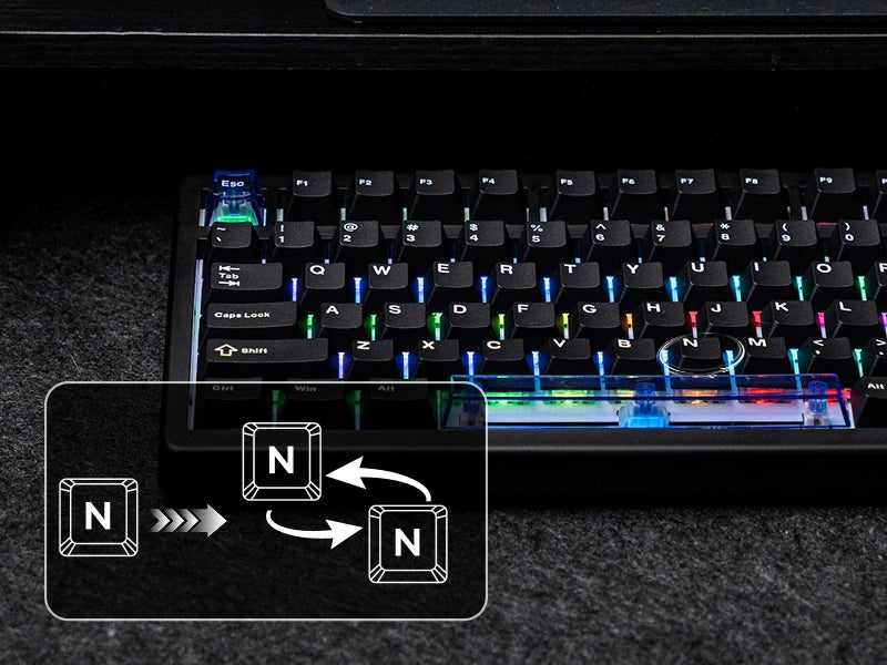 Teclado mecánico magnético EPOMAKER HE80 75% con distribución US QWERTY, hot-swap, gasket creamy, cableado, efecto Hall, DKS SOCD para PC/Mac