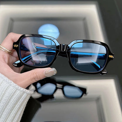 Vintage Square Sunglasses Women Fashion Small Frame Yellow Black Sun Glasses Male Female Retro Rivet Morror Oculos De Sol