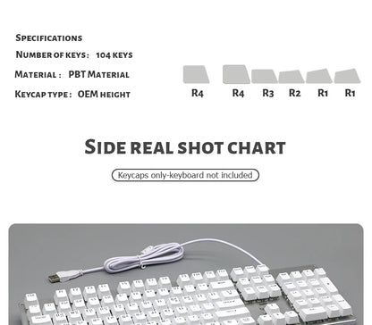 104 teclas retroiluminadas coreanas, francesas, rusas, españolas y alemanas para teclado mecánico con interruptores MX, perfil OEM, teclas ABS DIY
