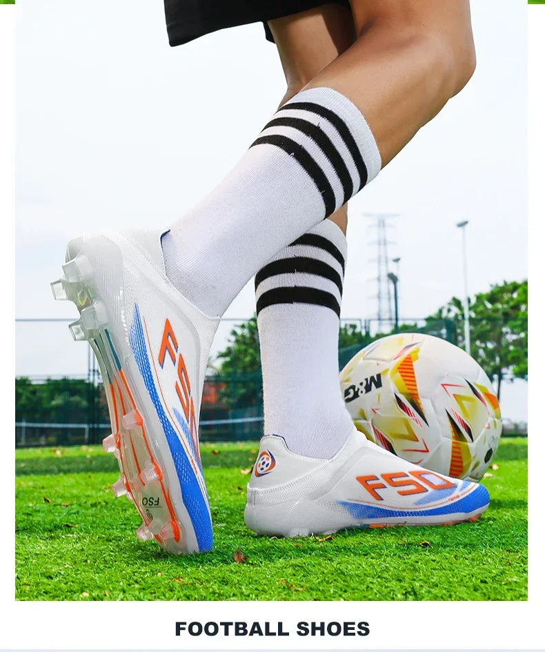 New Men Soccer Shoes Grass Cleats High-quality Match Outdoor Football Boots Non-Slip Boys Sneakers Hot-selling High-top Light