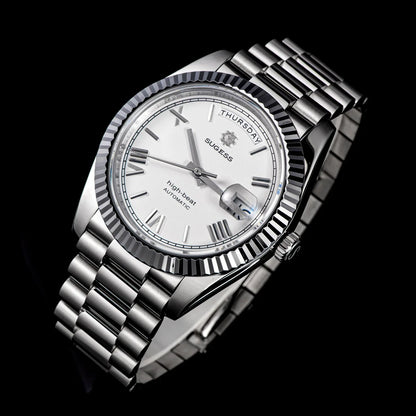Sugess 40mm Men's Watches Automatic Date Mechanical Day Wristwatch Peacock SL3034 Movement Sapphire Waterproof Luxury Retro New