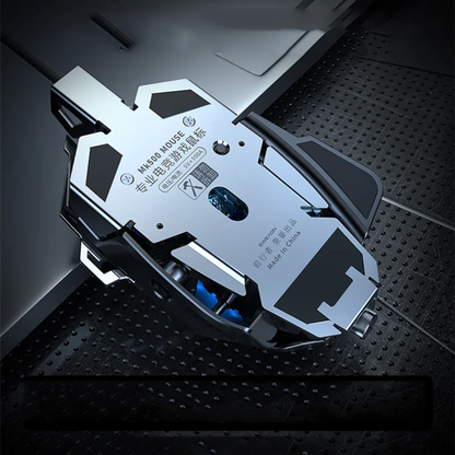 Mouse gaming meccanico in metallo cablato ergonomico con retroilluminazione RGB, mouse da gioco ottico USB 12800 DPI per PC desktop