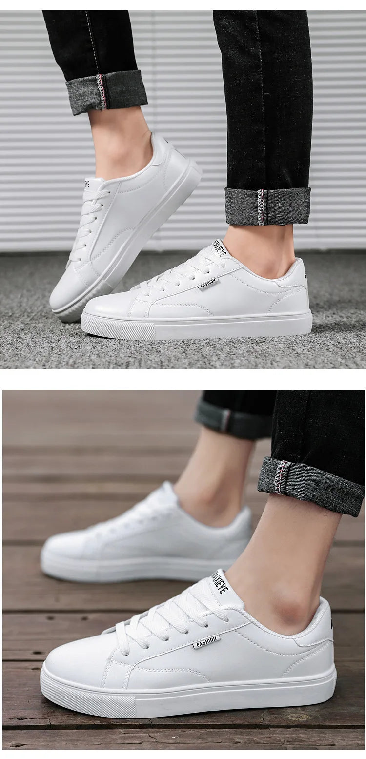 Scarpe casual da skateboard da uomo, scarpe bianche per il tempo libero all’aperto, sneakers traspiranti da camminata, scarpe basse, scarpe da uomo 39-48