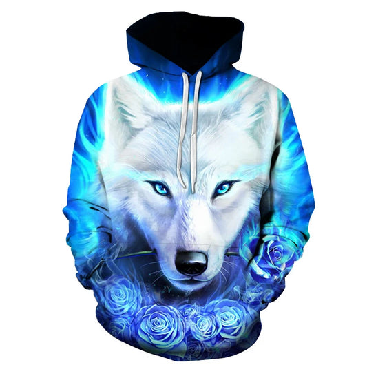 Majice s kapuljačom s 3D printom vuka za muškarce i žene, modne ležerne oversize pulover hoodice, hip-hop Harajuku streetwear