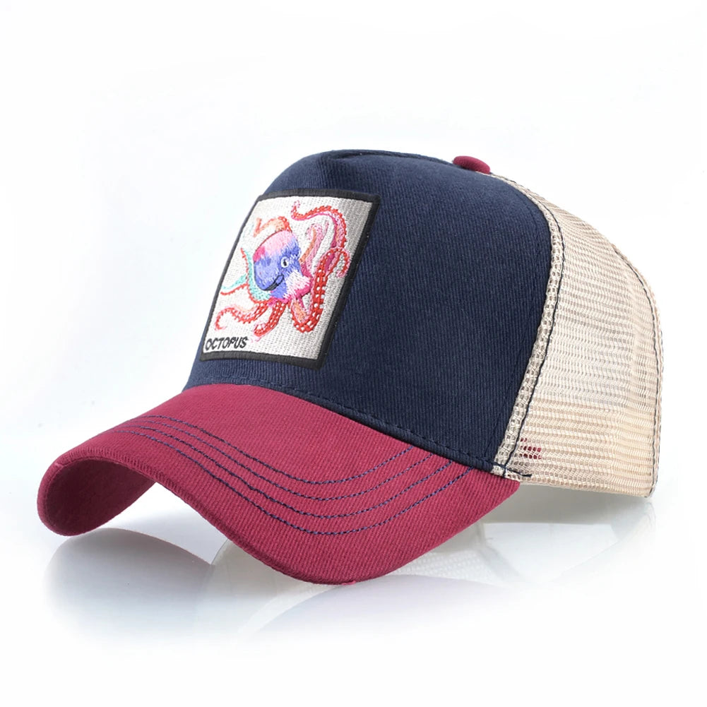 Unisex Baseball Cap With Octopus Patch For Men And Women Four Season Snapback Trucker Hats Outdoor Breathable Casual Sports Cap