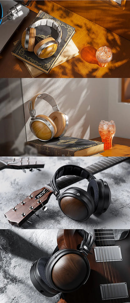 FiiO FT1 Professional Wired HiFi Monitor Headphones – North American Walnut Over-Ear Dynamic Stereo Headset with Leather & Metal Build
