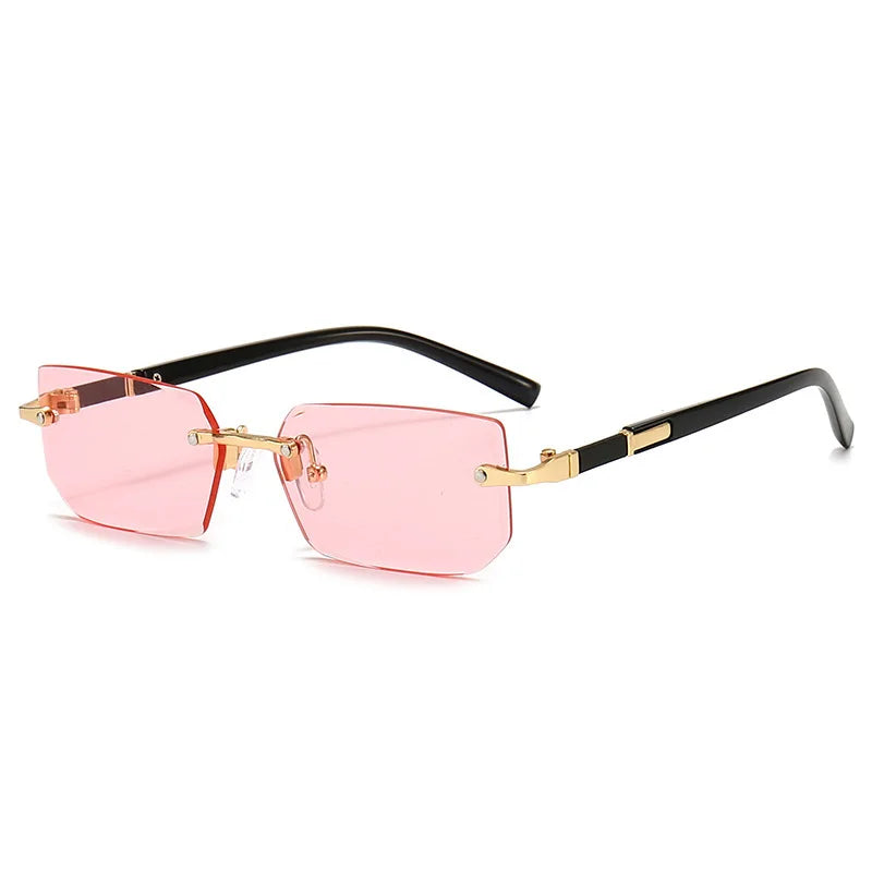 Rimless Sunglasses Rectangle Fashion Popular Women Men Shades Small Square Sun Glasses For Female male Traveling Oculos