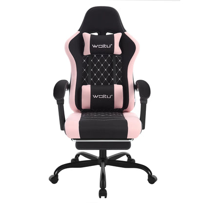 WOLTU Massage Gaming Chair Ergonomic Swivel Computer Chair with Pillow & Footrest Adjustable Headrest Lumbar Support Gamer Chair
