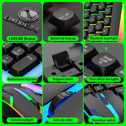 NG GTX350 Set tastiera e mouse gaming per computer e laptop con retroilluminazione, kit gamer LED cablato USB, GTX350 - Nero
