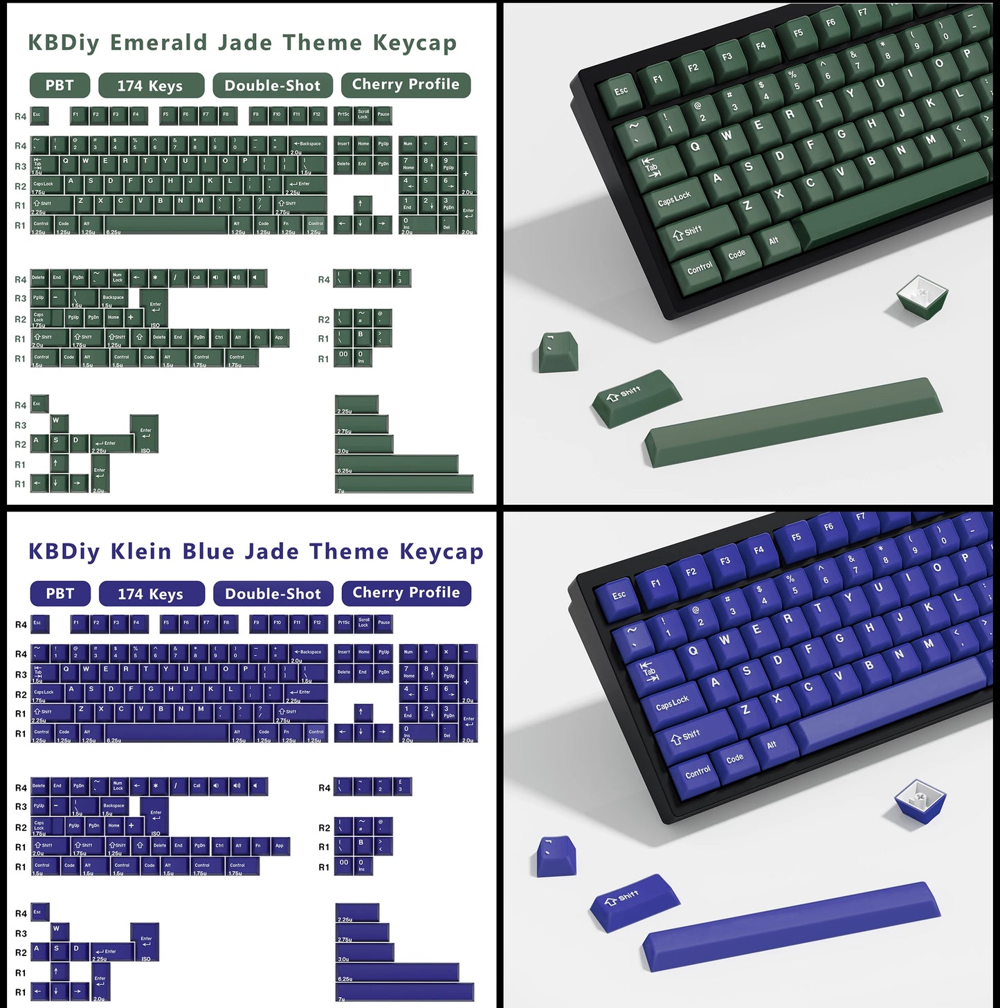 KBDiy 174 teclas/set teclas PBT GMK Apollo Double Shot minimalistas perfil ISO Cherry para teclado mecánico gaming, compatibles con MX