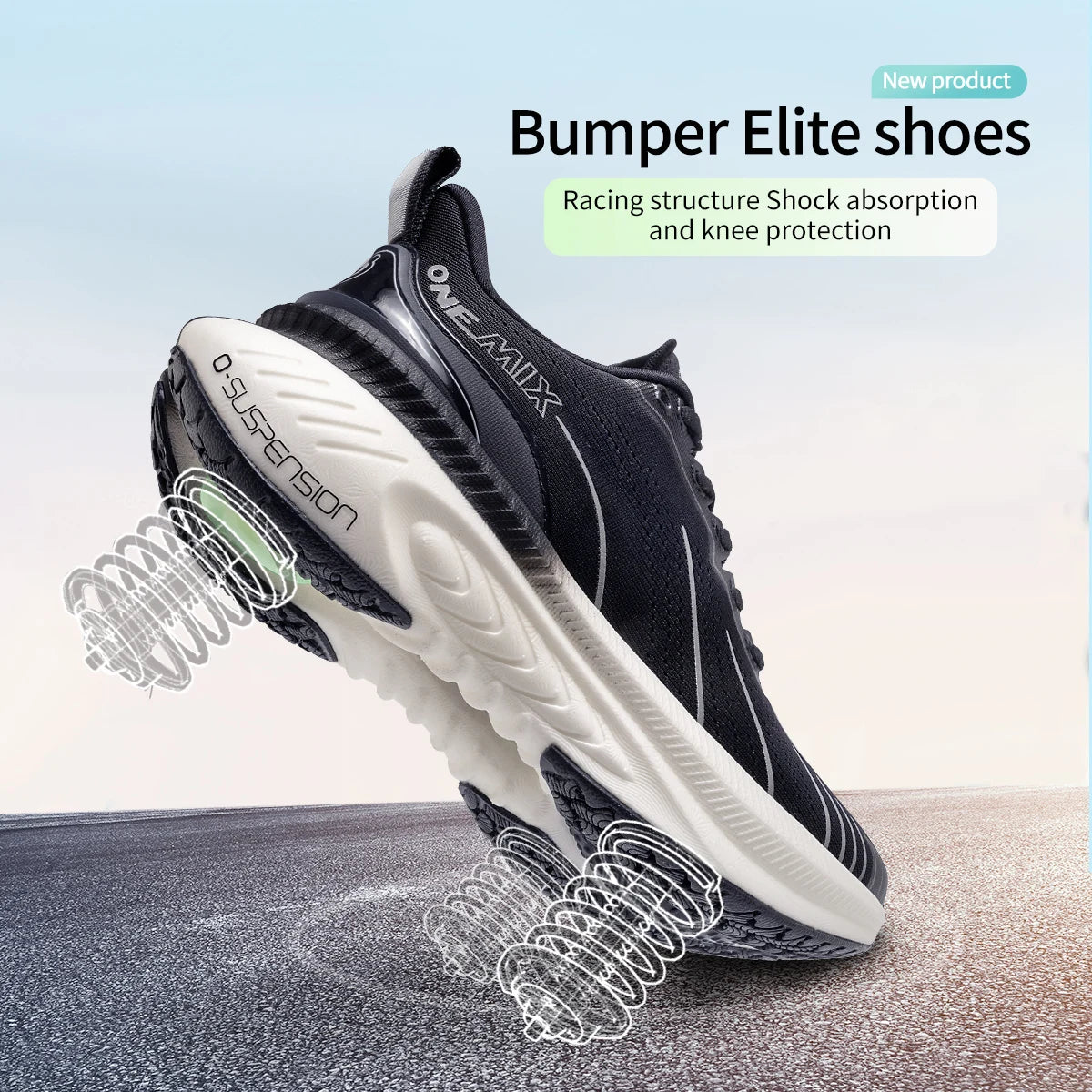 ONEMIX New Cushioning Running Shoes For Men Suitable for Heavy Runners Lace-Up Sports Women Non-slip Outdoor Athletic Male Sneakers