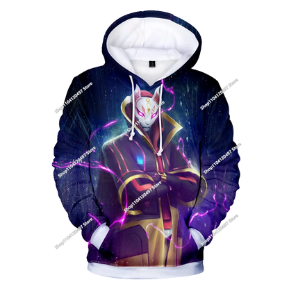 Felpa con cappuccio Fortnite Anime per bambini e uomo, streetwear hip-hop, sportswear casual, vestibilità ampia, moda outdoor