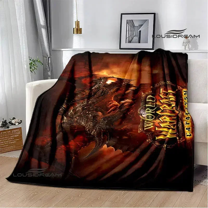 Печатно одеяло Game World of Warcraft, пикник одеяло, топло фланелено одеяло, домашно спално бельо, одеяла за легла, подарък за рожден ден