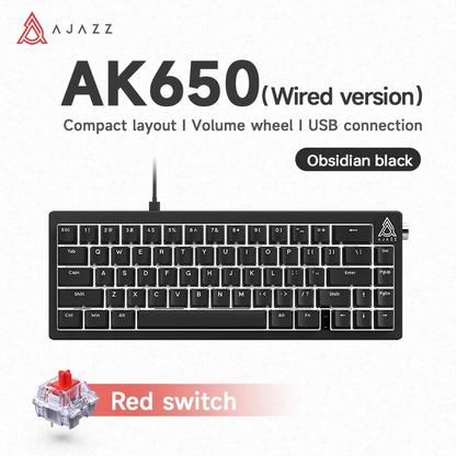 New AJAZZ AK650 Wireless Mechanical Keyboard Bluetooth Triple Mode Customized Game Gasket with Screen Gaming Wired Gift