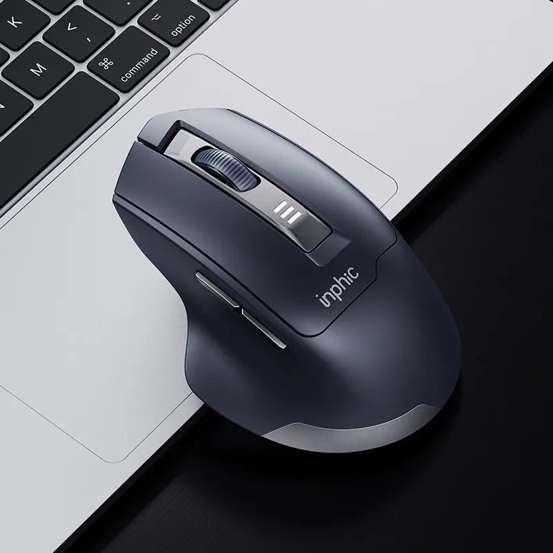 Mouse da ufficio silenzioso INPHIC con display del livello batteria, 2400DPI, wireless, adatto a computer desktop e laptop