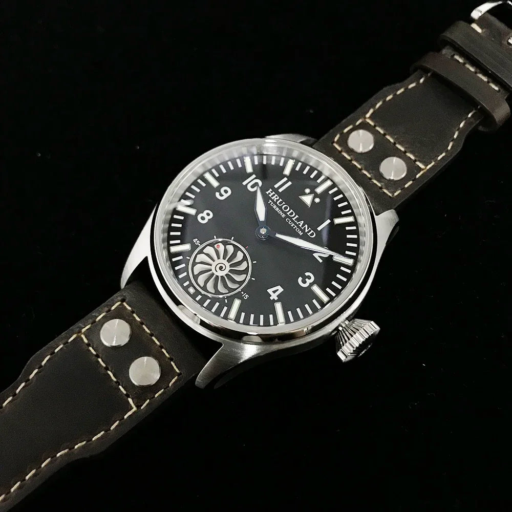Reloj mecánico para hombre Hruodland 2025 nuevo, Seagull ST3620, piloto retro 43MM, luminiscencia Bgw-9, cristal de zafiro, turbina
