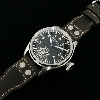Reloj mecánico para hombre Hruodland 2025 nuevo, Seagull ST3620, piloto retro 43MM, luminiscencia Bgw-9, cristal de zafiro, turbina