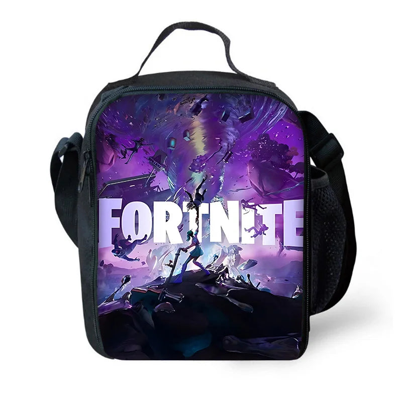 Zaino da scuola per bambini Hot Game con borsa pranzo e astuccio, grande capacità, design F-FortniteS, per ragazzi e ragazze, regalo ideale