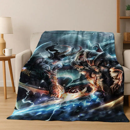 Flanelová deka WOW World of Warcraft Arthas Demon Illidan Sylvanas, útulná měkká přikrývka pro domácnost, ložnici, postel, pohovku, přehoz nebo dárek