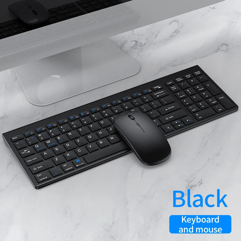 Conjunto de teclado e rato sem fios JOMAA Bluetooth e USB 2.4G para portátil, computador e iPad, combo recarregável e silencioso