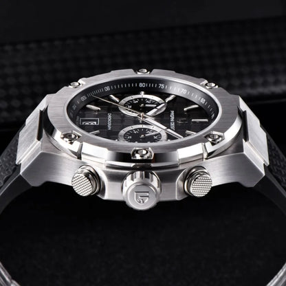 Reloj de cuarzo para hombre PAGANI DESIGN PD-YS032, 44mm, movimiento japonés VK64, caja de acero inoxidable, correa de caucho, cristal de zafiro, resistente al agua 100M