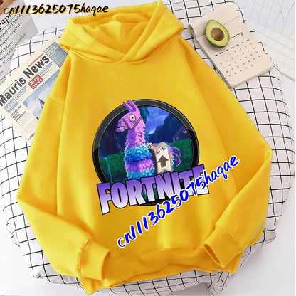 FORTNITED Felpa con cappuccio a maniche lunghe per bambini, bambine e ragazzi, streetwear, pullover, stile anime, top moda per bambini, idea regalo