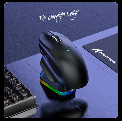 ATTACK SHARK V6  Wireless Gaming Superlight Mouse with RGB Magnetic Charging Dock,PAW3311 Sensor,Macro Gaming Mouse