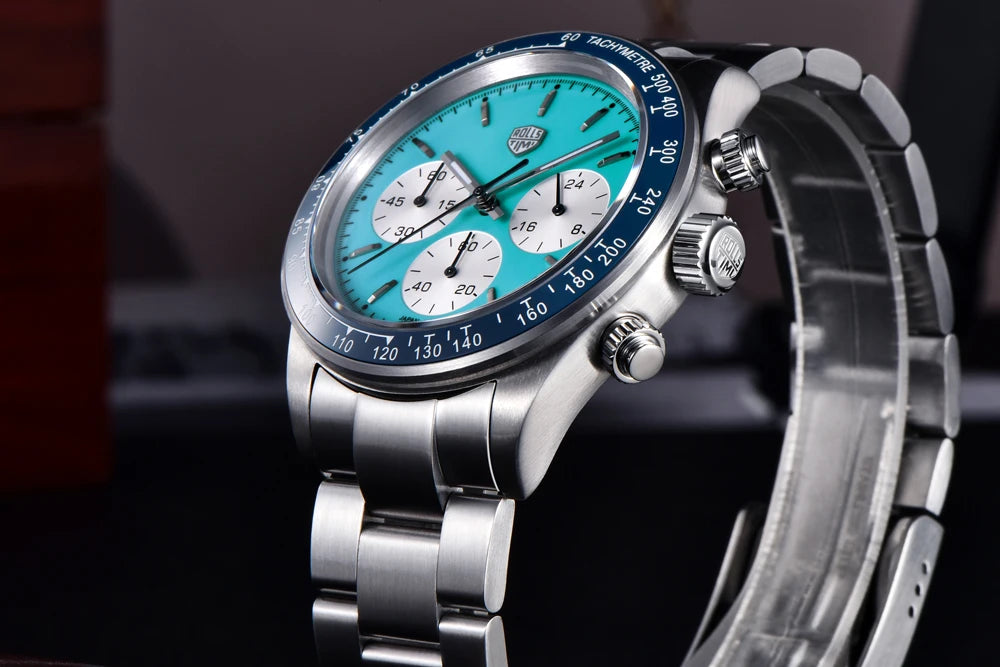 Pánske hodinky Rolls Timi Panda – quartzový chronograf, luxusný model, zafírové sklo s antireflexnou úpravou, vodotesné, športový štýl