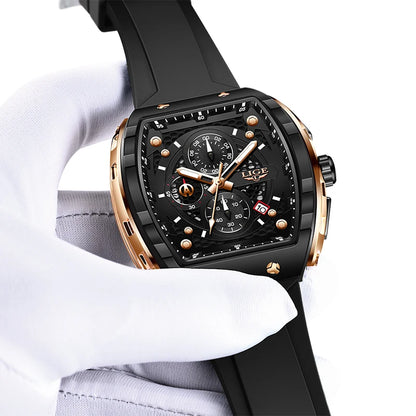 Reloj LIGE para hombre, de moda y lujo, resistente al agua, correa de silicona, cuarzo, luminoso, deportivo, fecha automática, cronógrafo, diseño sencillo